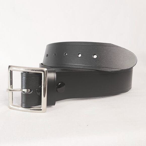 Perfect Fit Black Leather Belt 38 Waist Wide Width - Picture 6 of 12